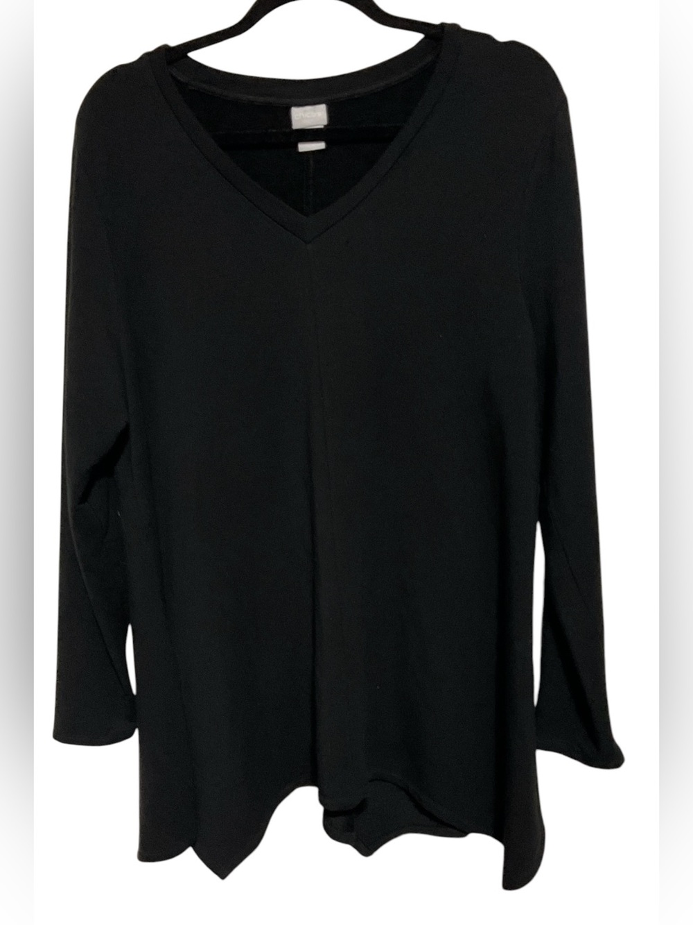 Chico’s Zenergy Black V-Neck Tunic Top | Size 3 (XL) | Soft Lyocell Stretch
